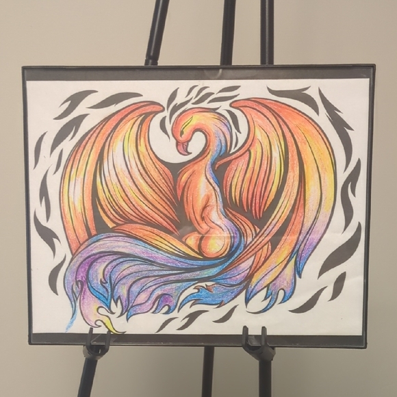 Flirty Fiery Phoenix Illustration Art Print - Picture 1 of 5